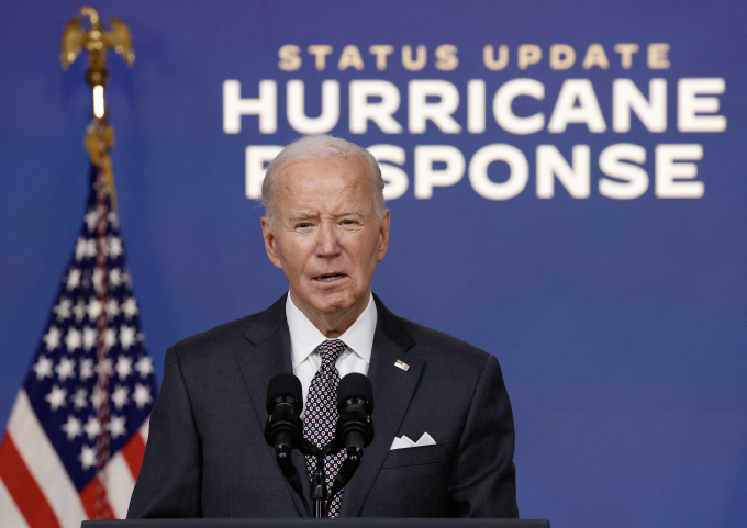 Tổng thống Joe Biden phát biểu về ảnh hưởng của bão Milton tại Nhà Trắng ngày 10/10. Ảnh: AFP