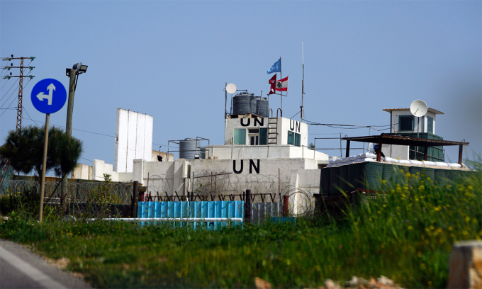 Một cơ sở của UNIFIL gần biên giới Lebanon - Israel tháng 7/2023. Ảnh: AFP