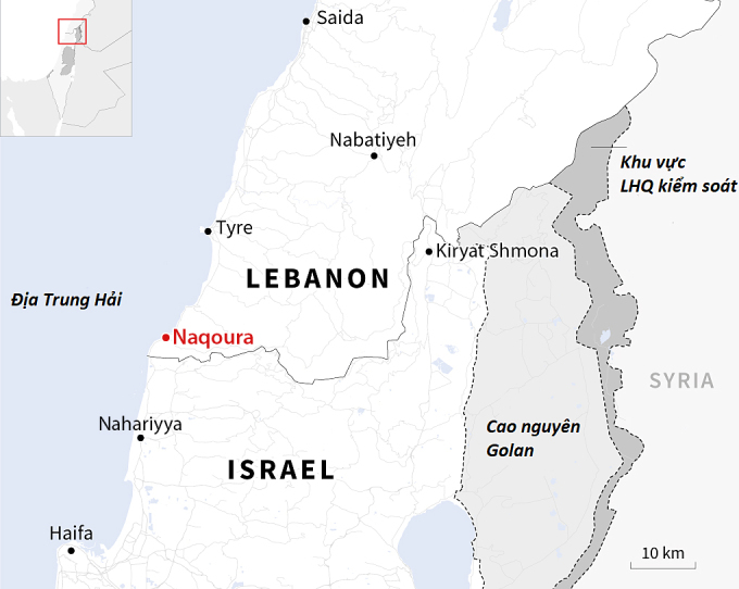 Khu vực biên giới Israel - Lebanon. Đồ họa: BBC