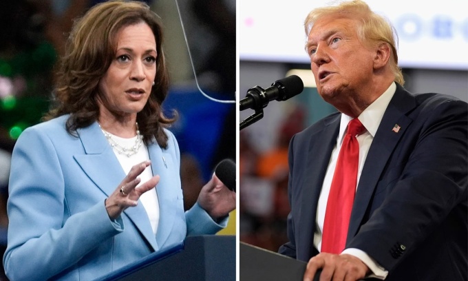 Phó tổng thống Mỹ Kamala Harris và cựu tổng thống Donald Trump. Ảnh: AP