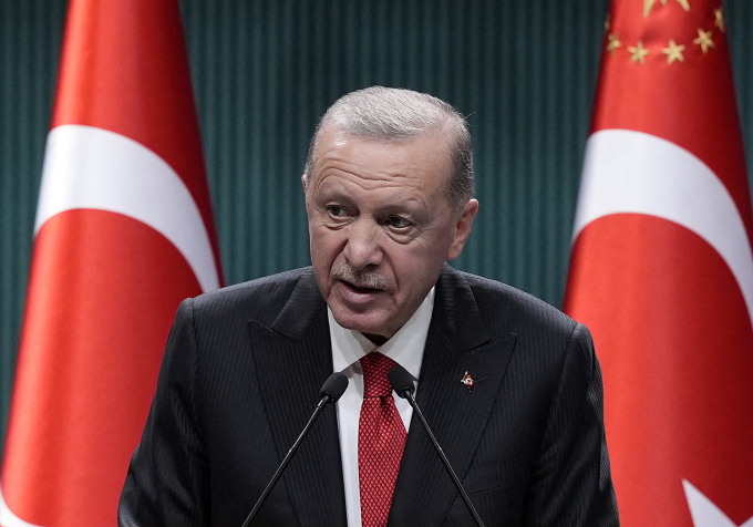 Tổng thống Thổ Nhĩ Kỳ Recep Tayyip Erdogan phát biểu trong cuộc họp nội các ở Ankara ngày 14/10. Ảnh: AFP