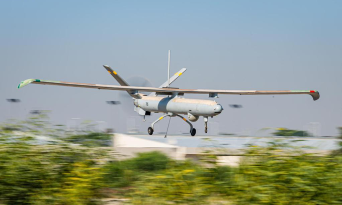 UAV Hermes 450 tại cuộc diễn tập Blue Guardian tháng 7/2021. Ảnh: IDF