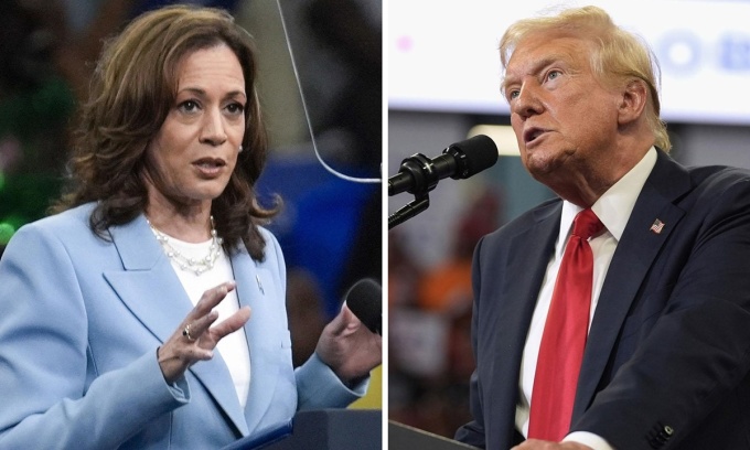 Phó tổng thống Kamala Harris (trái) và cựu tổng thống Mỹ Donald Trump. Ảnh: AP