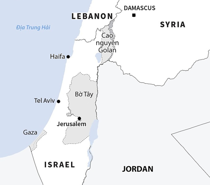 Vị trí thành phố Jerusalem. Đồ họa: AFP