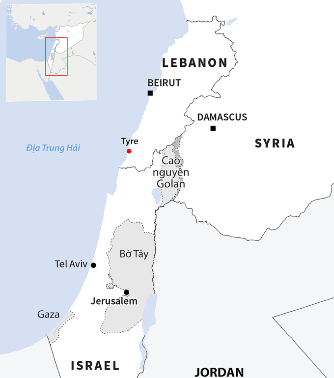 Vị trí Israel và Lebanon. Đồ họa: AFP