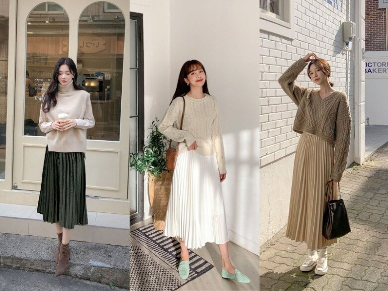 Chân váy xếp ly mang đến vẻ nữ tính, thanh thoát và đầy cuốn hút cho mọi phong cách mùa thu.