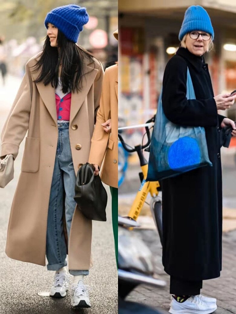 Nếu bạn muốn tạo không khí mùa đông, bạn có thể chọn mũ màu xanh Klein phù hợp với áo khoác đen, hoặc túi xách màu xanh Klein. Màu sắc tương phản của phụ kiện trông rất cao cấp.