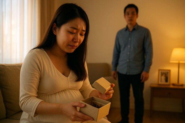 Biết tôi mang bầu, người yêu cũ gửi quà tới tận nhà, mở hộp ra tôi sững sờ - 1