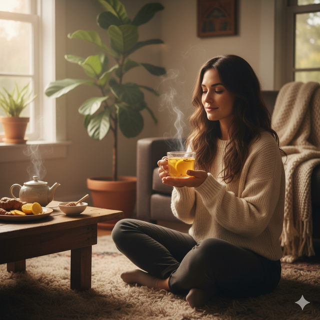 Uống trà nghệ khi giao mùa có nhiều lợi ích cho sức khỏe.