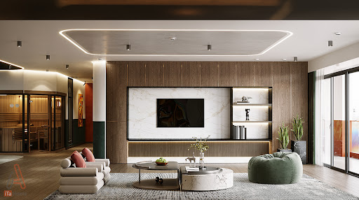 Cửa chính nằm ở giữa thì xuất hiện 2 tài vị, cụ thể là 2 đáy góc nhà bên trái và phải.