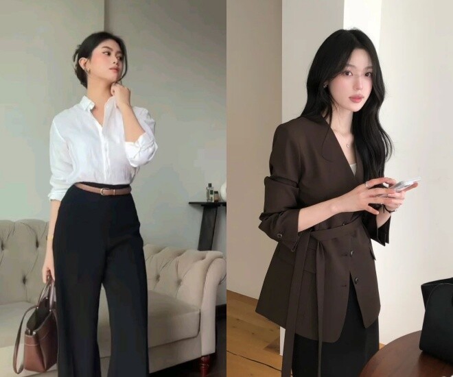 Nơi công sở, phong cách old money này được thể hiện qua những món đồ có phom dáng chuẩn, gam màu trang nhã và cách phối trang phục hài hòa.
