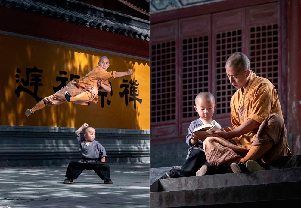 Thầy trò Thích Diên Điện - Tam Bảo. Ảnh: Shaolin
