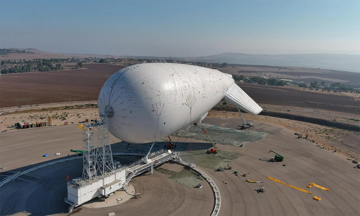 Khí cầu phát hiện tên lửa, rocket HAAS trong cuộc thử nghiệm tại miền bắc Israel ngày 3/11. Ảnh: IAF.