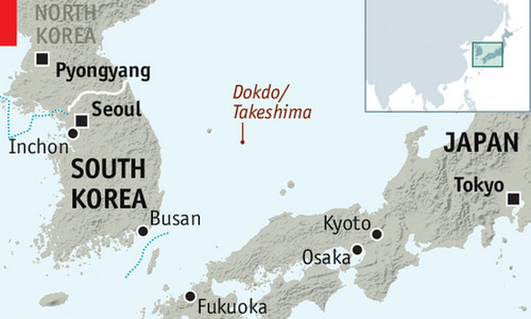 Vị trí nhóm đảo Dokdo/Takesshima. Đồ họa: Economist.