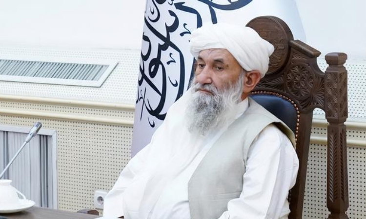 Thủ tướng chính quyền lâm thời Taliban Mullah Mohammad Hassan Akhund trong bức hình được Bộ Ngoại giao Qatar công bố hồi tháng 9. Ảnh: Balkis Press.