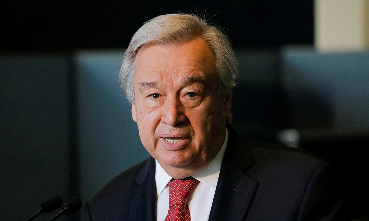Tổng thư ký Liên Hợp Quốc  Antonio Guterres trong cuộc họp báo tại New York, Mỹ ngày 18/6. Ảnh: Reuters.