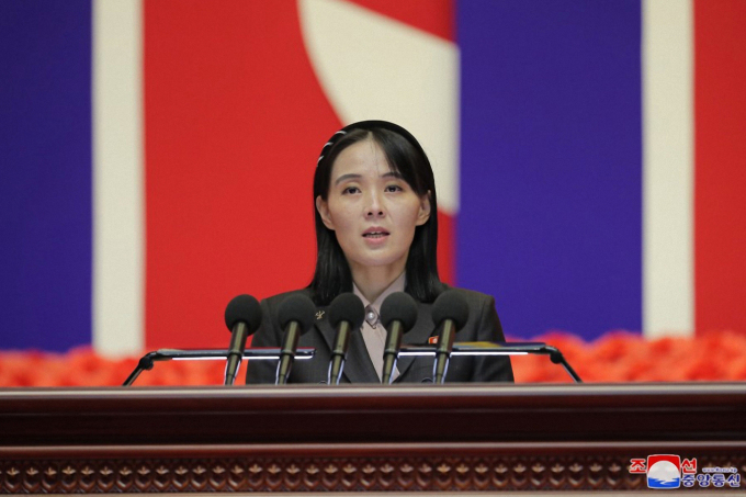 Bà Kim Yo-jong, em gái lãnh đạo Triều Tiên Kim Jong-un, dự cuộc họp ở Bình Nhưỡng hồi tháng 8. Ảnh: KCNA.