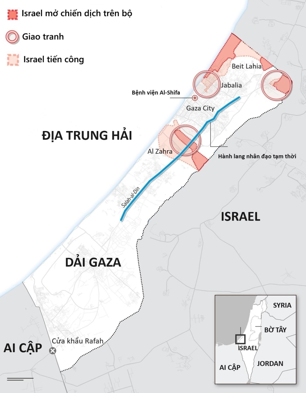 Vị trí Dải Gaza. Đồ họa: WSJ
