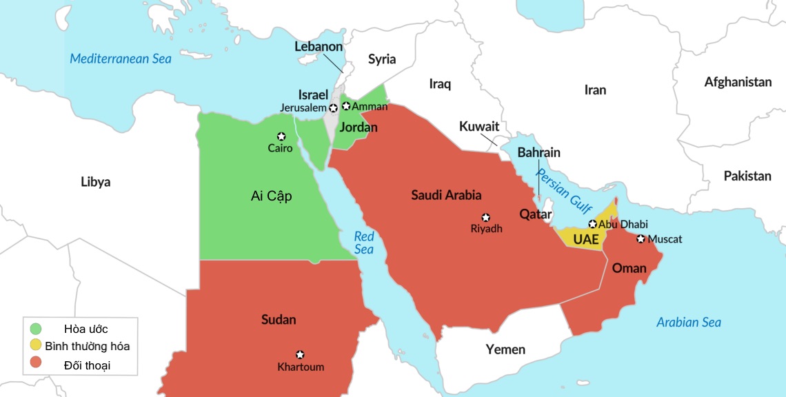 Vị trí Ai Cập, Israel và UAE. Đồ họa: GIS