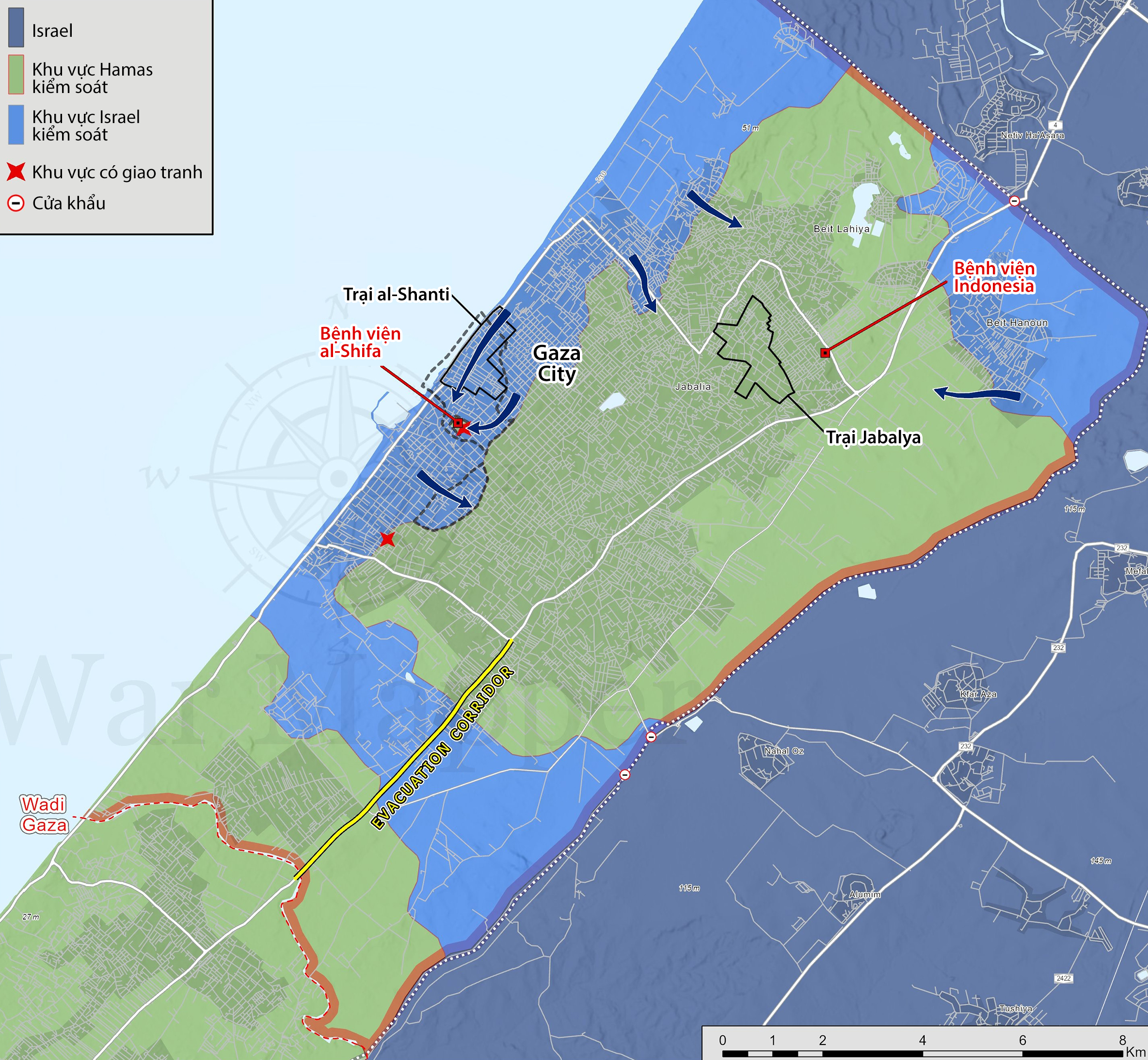 Cục diện miền bắc Dải Gaza tính đến ngày 15/11. Đồ họa: War Mapper