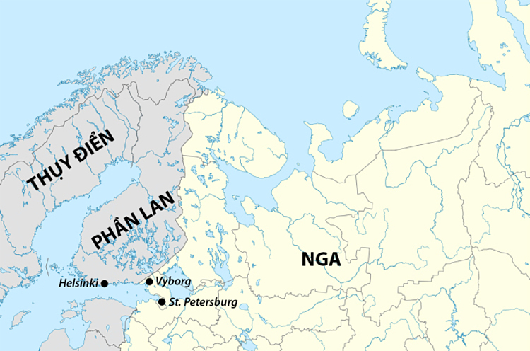 Vị trí Phần Lan và Nga. Đồ họa: Wikimedia