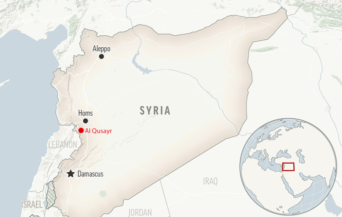Vị trí thành phố Al Qusayr. Đồ họa: AP