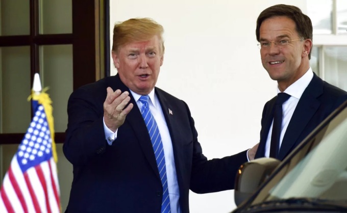 Tổng thống Mỹ Donald Trump và thủ tướng Hà Lan Mark Rutte tại Nhà Trắng ở Washington hồi tháng 7/2018. Ảnh: AP