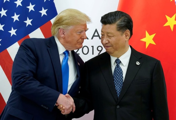 Tổng thống đắc cử Donald Trump và Chủ tịch Trung Quốc Tập Cận Bình trong cuộc gặp năm 2019 tại Nhật Bản. Ảnh: Reuters