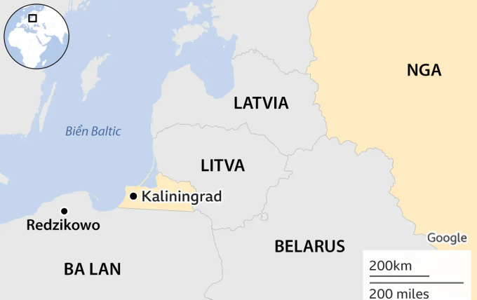 Vị trí thị trấn Redzikovo, Ba Lan. Đồ họa: BBC