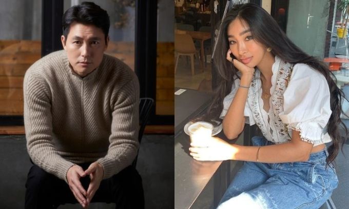 Diễn viên Jung Woo Sung (trái) và người mẫu Moonn Gabi. Ảnh: Artist Company/ Instagram Moon Gabi