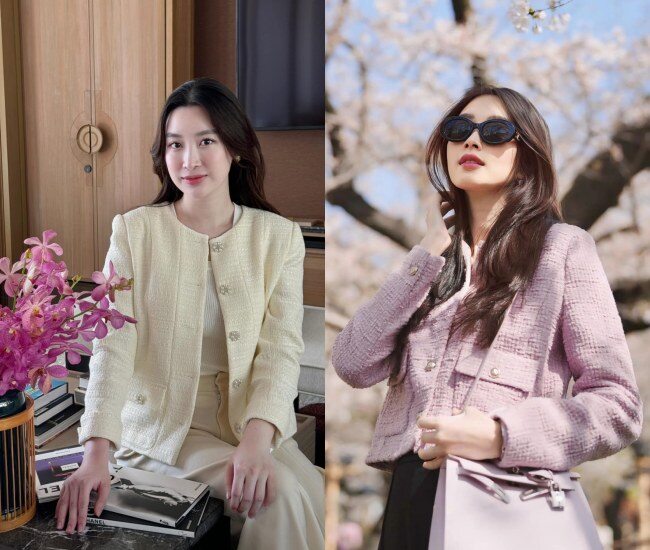 Dâu hào môn như Hoa hậu Đặng Thu Thảo, Hoa hậu Đỗ Mỹ Linh...cũng rất yêu thích kiểu áo này.