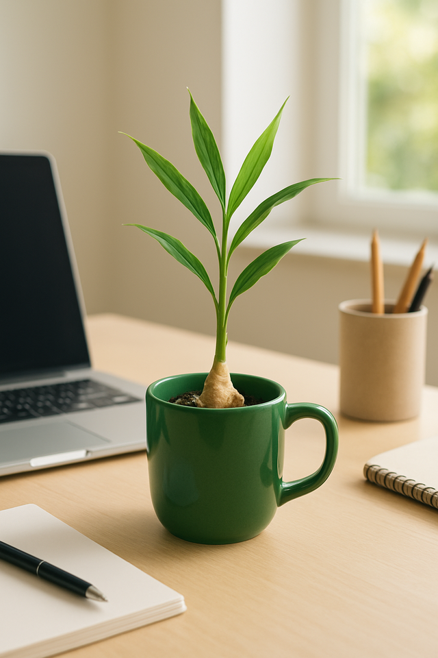 Cốc gừng phong thủy khởi sắc cho bàn làm việc. Ảnh minh họa