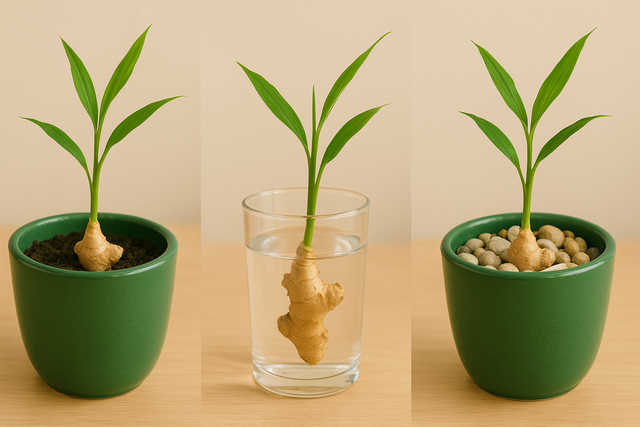 Trồng gừng phong thủy đúng thời điểm thì tới dịp Tết 2026 gừng đã ra mầm xanh, củ đầy khí, tạo cảm giác tươi mới cho bàn làm việc. Ảnh minh họa