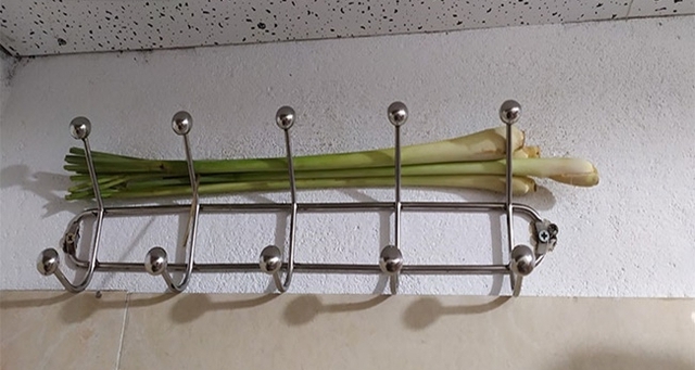 Treo nhánh sả ở một góc phòng vệ sinh để mùi hương từ từ lan ra. Bên cạnh đó, hương thơm từ sả còn có tác dụng giúp bạn cảm thấy thư giãn hơn.