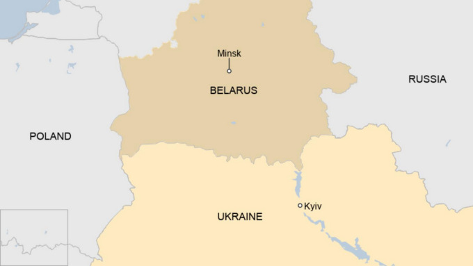 Vị trí tiếp giáp giữa Ukraine và Belarus. Đồ họa: BBC.