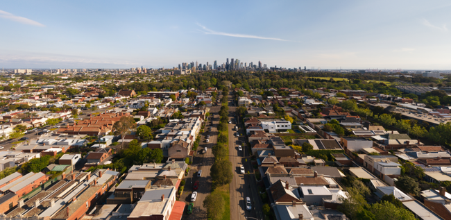 Aerial view of Melbourne. 