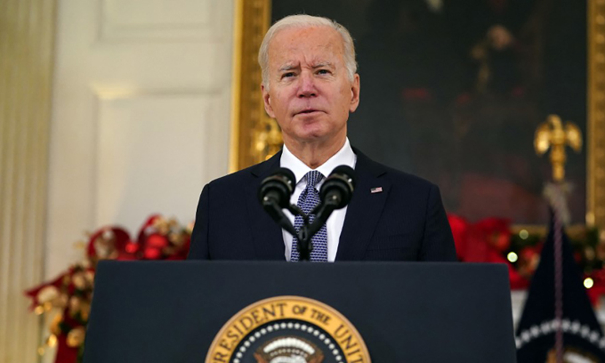 Tổng thống Mỹ Joe Biden trong cuộc họp báo tại Nhà Trắng ngày 3/12. Ảnh: AFP.
