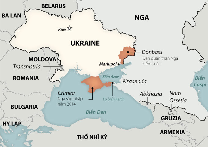 Vị trí bán đảo Crimea và tỉnh Krasnoda. Đồ họa: Washington Post.