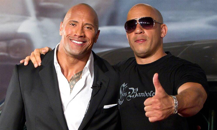 The Rock (trái) và Vin Diesel thời còn làm việc chung. Ảnh: LatinContent