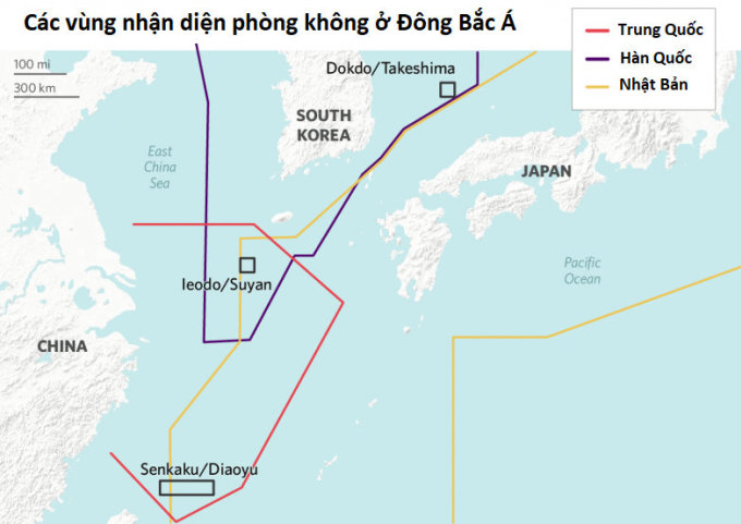 Các vùng nhận diện phòng không ở Đông Bắc Á. Đồ họa: Stratfor.