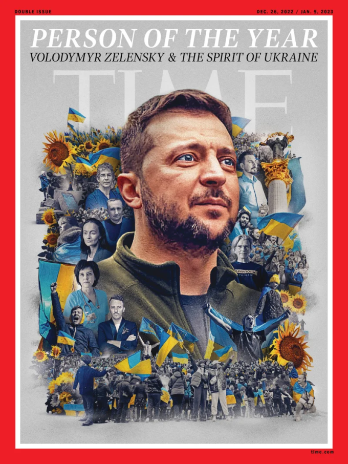 Tổng thống Ukraine Zelensky trên trang bìa tạp chí Time được công bố hôm nay. Ảnh: Time.