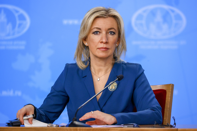 Người phát ngôn Bộ Ngoại giao Nga Maria Zakharova tại cuộc họp báo ở Moskva ngày 14/1. Ảnh: AFP