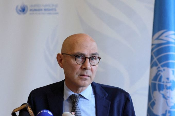 Newly appointed United Nations High Commissioner for Human Rights Volker Turk gives a statement during a news conference at Palais Wilson in Geneva, Switzerland November 2, 2022. REUTERS/Denis Balibouse