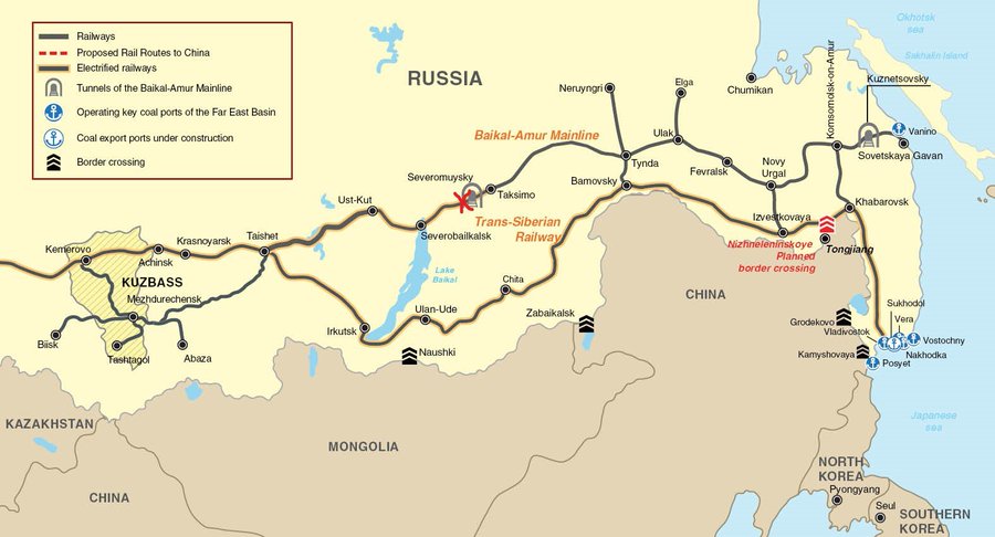 Vị trí đường hầm Severomuysky (dấu X đỏ) trên tuyến đường sắt Baikal-Amur ở Buryatia, Siberia, Nga. Đồ họa: Ukraine Pravda