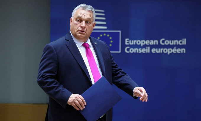 Thủ tướng Hungary Viktor Orban tại Brussels, Bỉ, hôm 26/10. Ảnh: Reuters