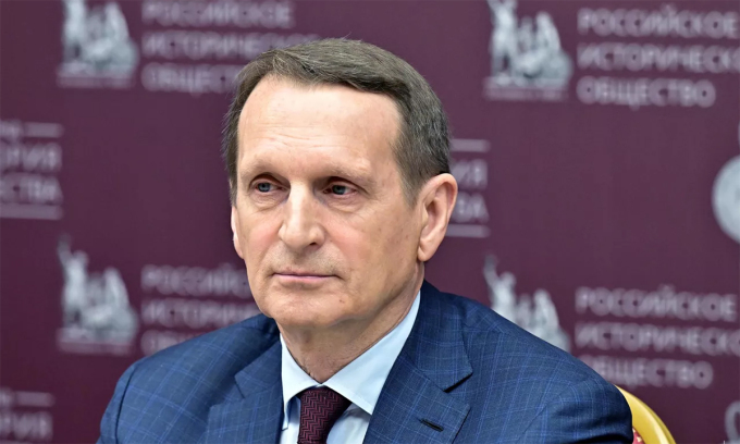 Giám đốc Cơ quan Tình báo Đối ngoại Liên bang Nga Sergey Naryshkin trong cuộc họp tại Moskva ngày 23/3. Ảnh: RIA Novosti