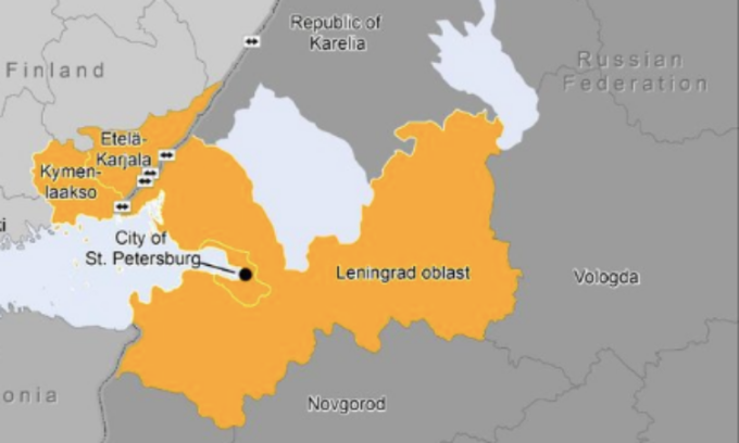 Vị trí vùng Leningrad, Nga, và Phần Lan. Đồ họa: researchgate