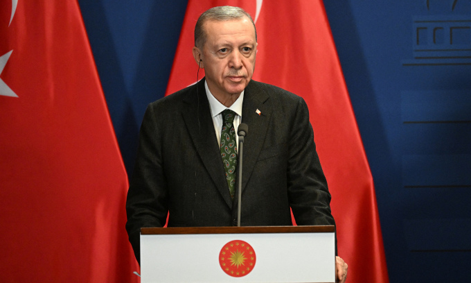 Tổng thống Thổ Nhĩ Kỳ Tayyip Erdogan phát biểu tại Budapest, Hungary ngày 18/12. Ảnh: AFP