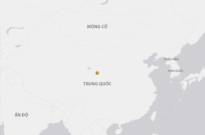 Vị trí trận động đất tại tỉnh Cam Túc, Trung Quốc ngày 18/12 (chấm màu cam). Đồ họa: USGS
