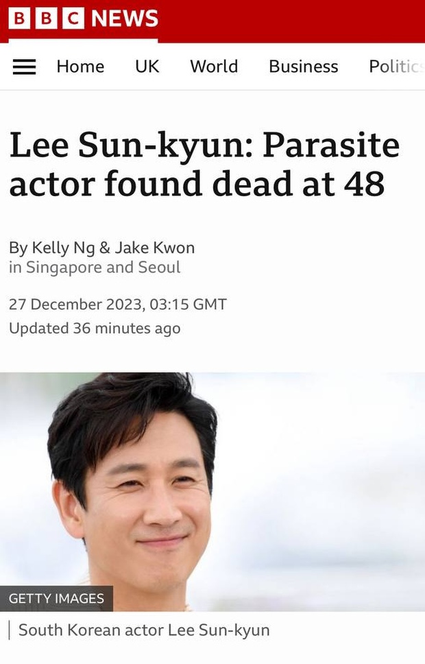 Truyền thông thế giới rúng động trước tin Lee Sun Kyun qua đời: Một biểu tượng của màn ảnh Hàn đã ra đi - Ảnh 2.